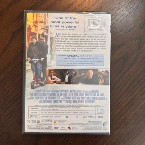 NEW Reign Over Me (DVD) Adam Sandler Full Screen Edition Columbia Pictures 2007 - Picture 2 of 2